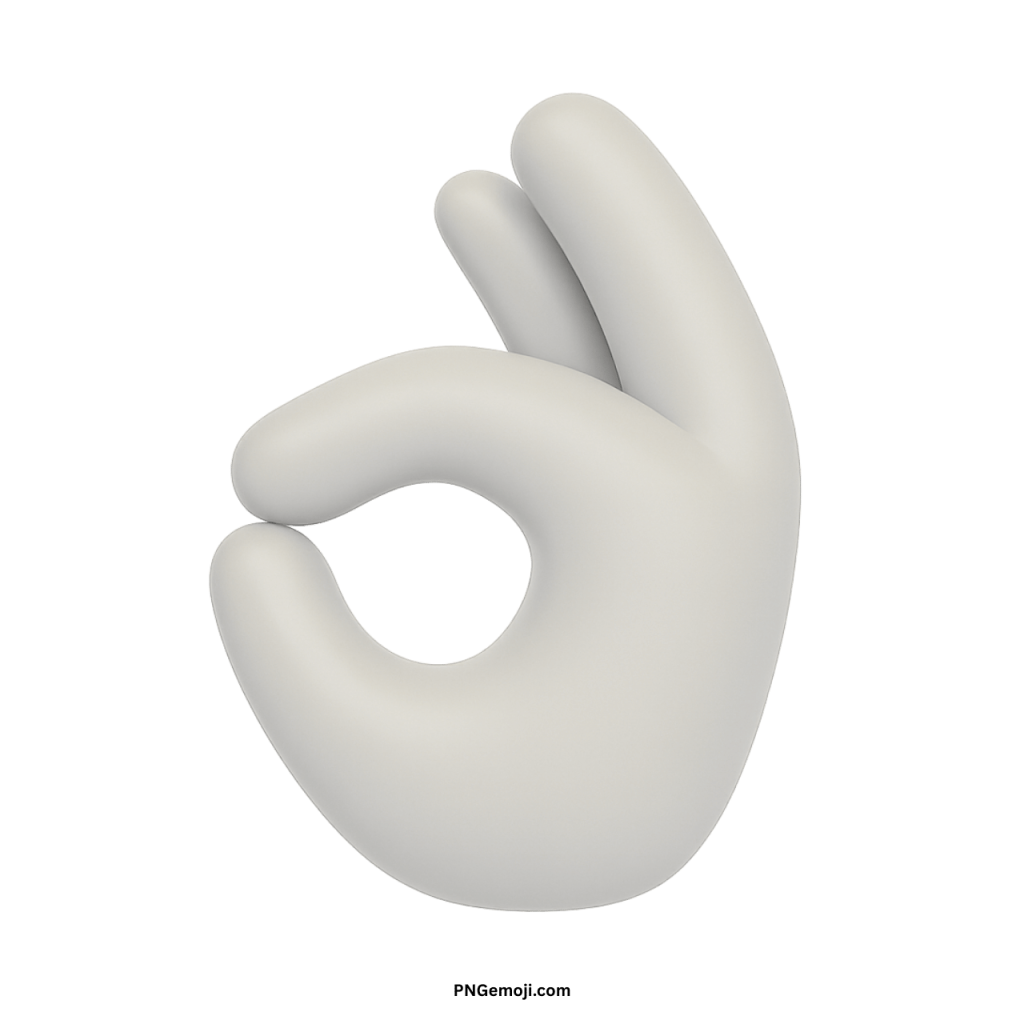 3D white OK hand emoji symbol representing positivity, approval, and agreement gesture