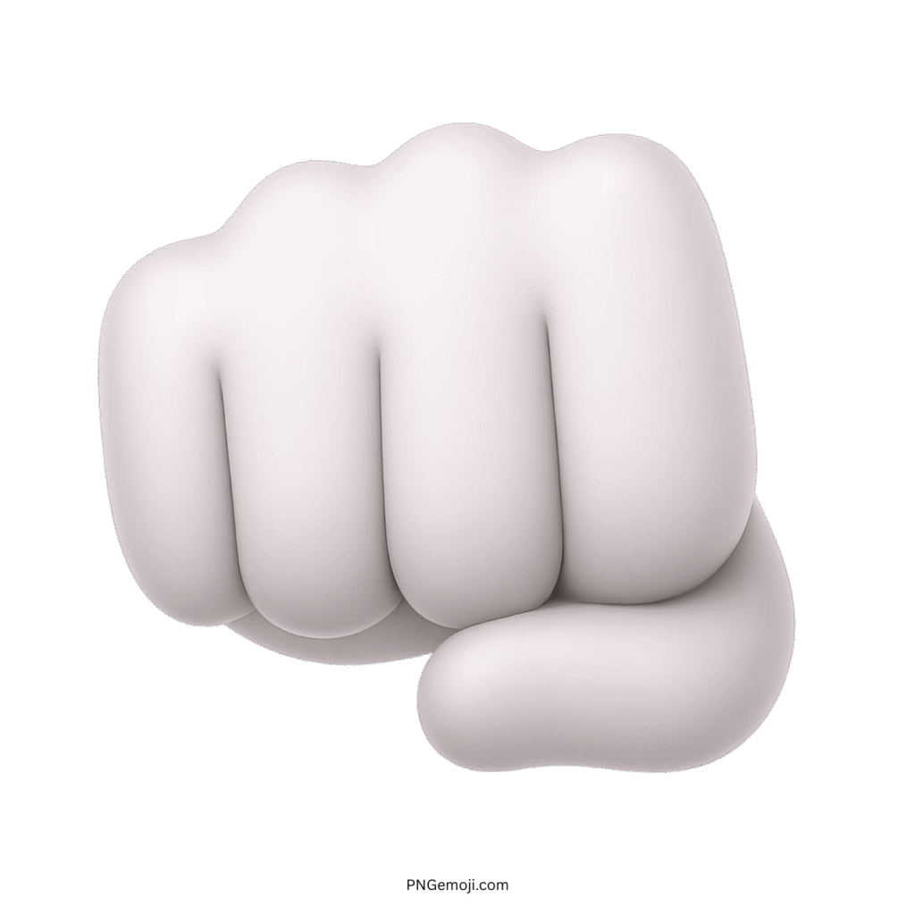 White oncoming fist emoji in 3D style symbolizing strength, determination, and unity