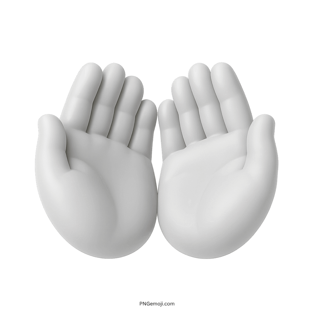 White open cupped hands emoji 3D icon Wu Tang style