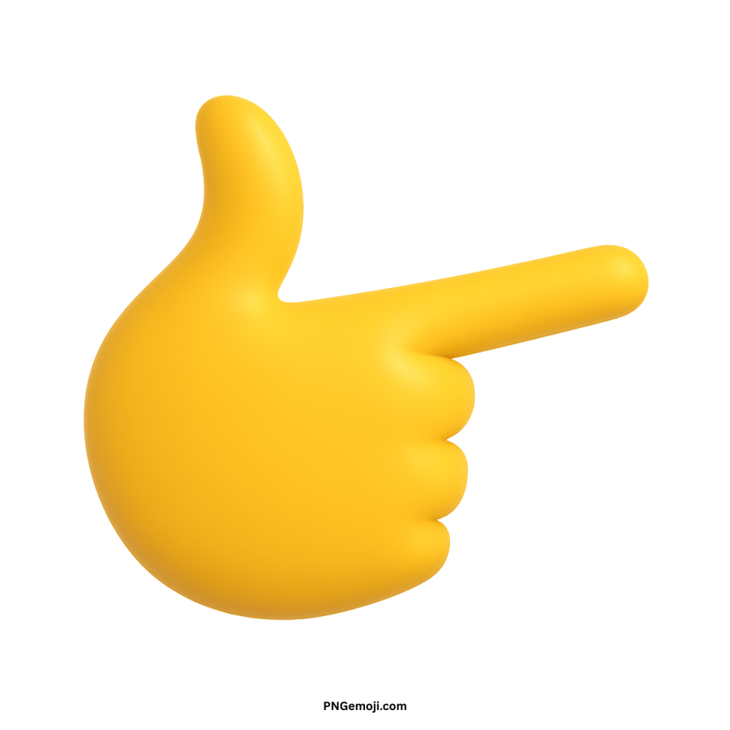 Yellow 3D pointing hand emoji indicating right direction for emphasis, guidance, and navigation.