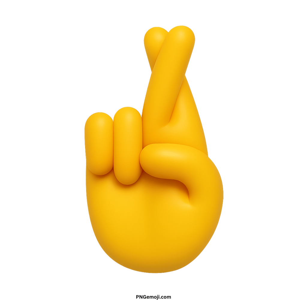 Yellow crossed fingers emoji hand symbol representing luck, hope, optimism, and positive wishes