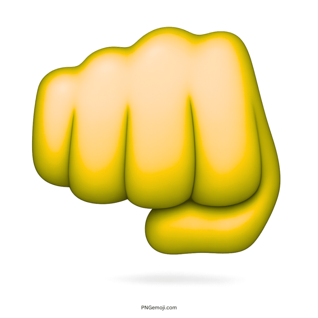 Yellow mukka hand emoji fist symbol representing power, unity, strength, confidence, and bold expression.