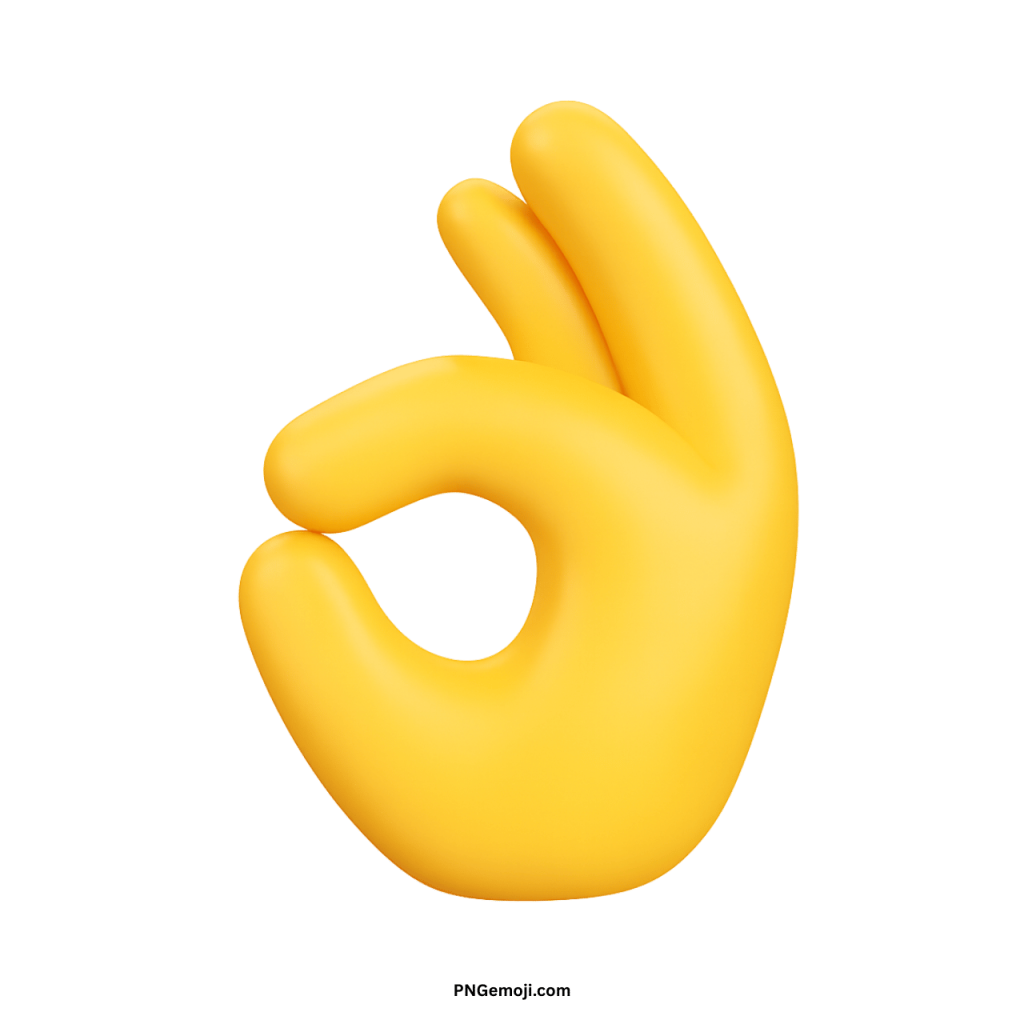 3D yellow OK hand emoji symbol showing approval, positivity, and agreement gesture