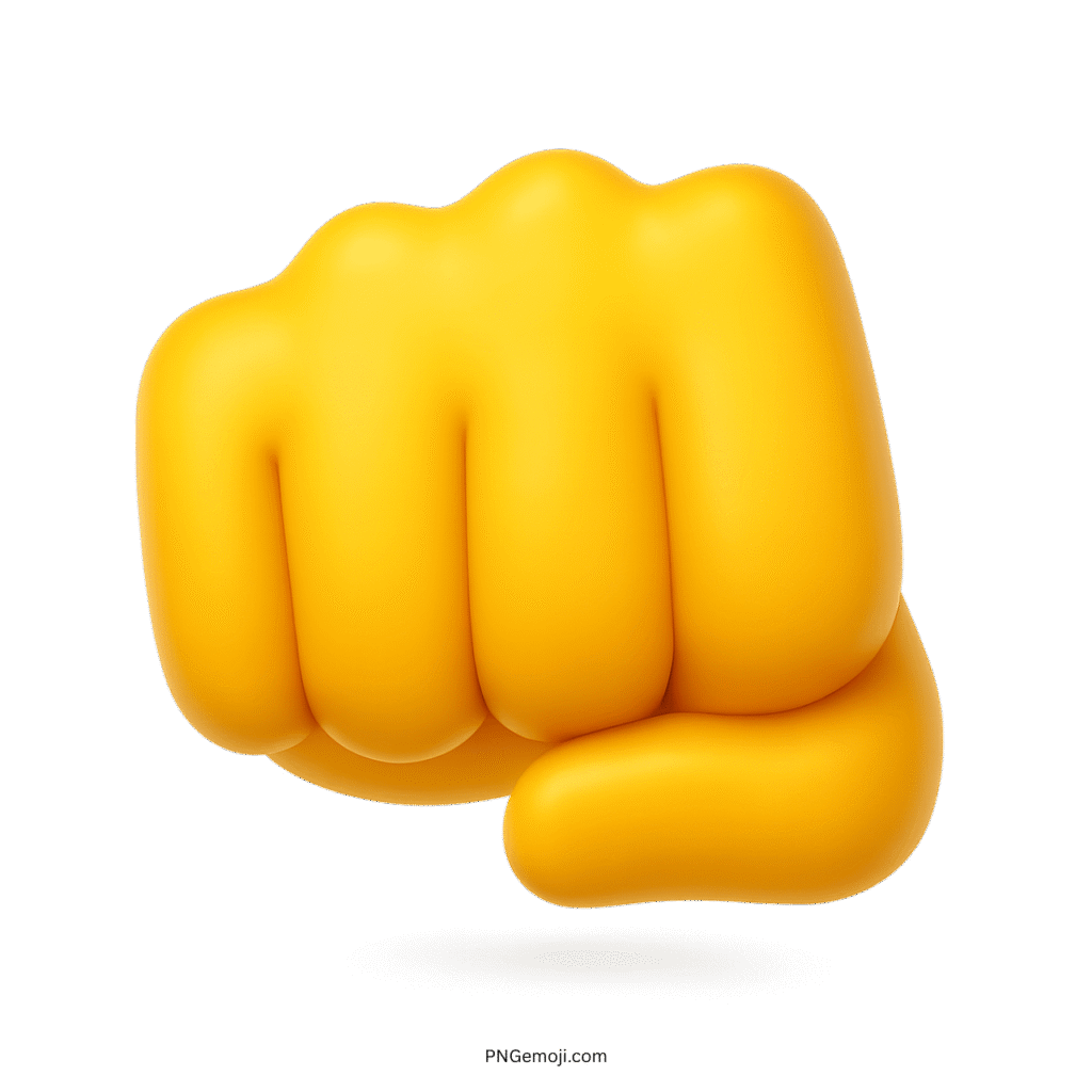 Yellow oncoming fist emoji in 3D style symbolizing power, unity, strength, and confidence