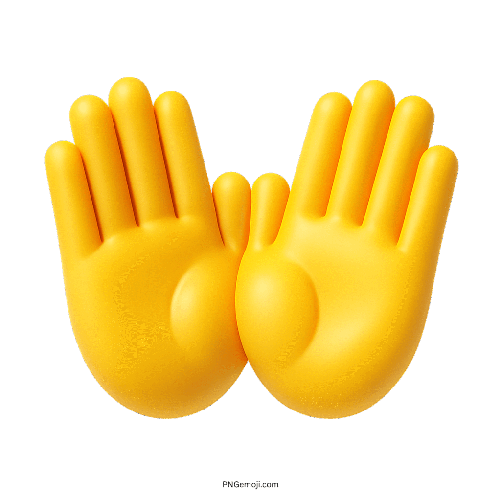 Bright yellow open hands emoji showing happy welcoming and supportive gesture