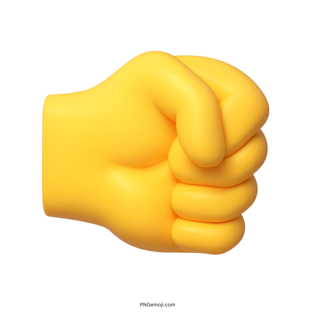 Yellow right fist emoji hand gesture symbol showing strength, unity, power, and determination