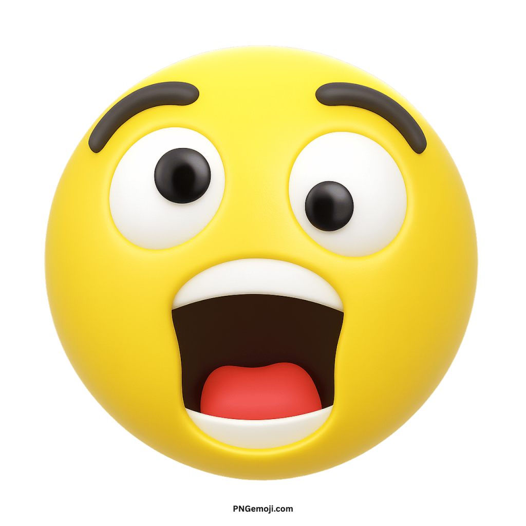 Yellow shocked emoji animation with open mouth and wide eyes showing surprise reaction