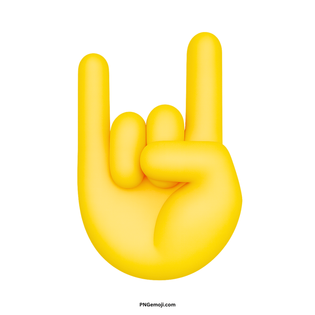 Yellow sign of the horns emoji hand gesture rock symbol isolated on background
