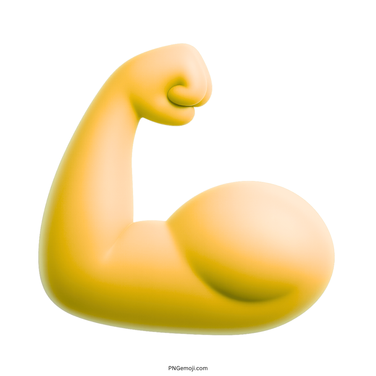 3D strong emoji flexed yellow biceps arm icon with transparent background PNG image