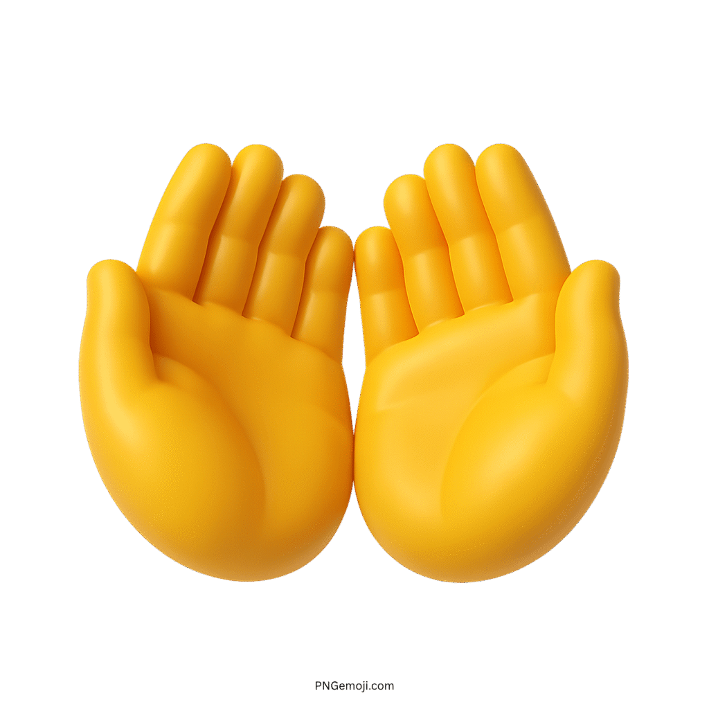 Yellow open hands emoji 3D icon resembling Wu Tang gesture