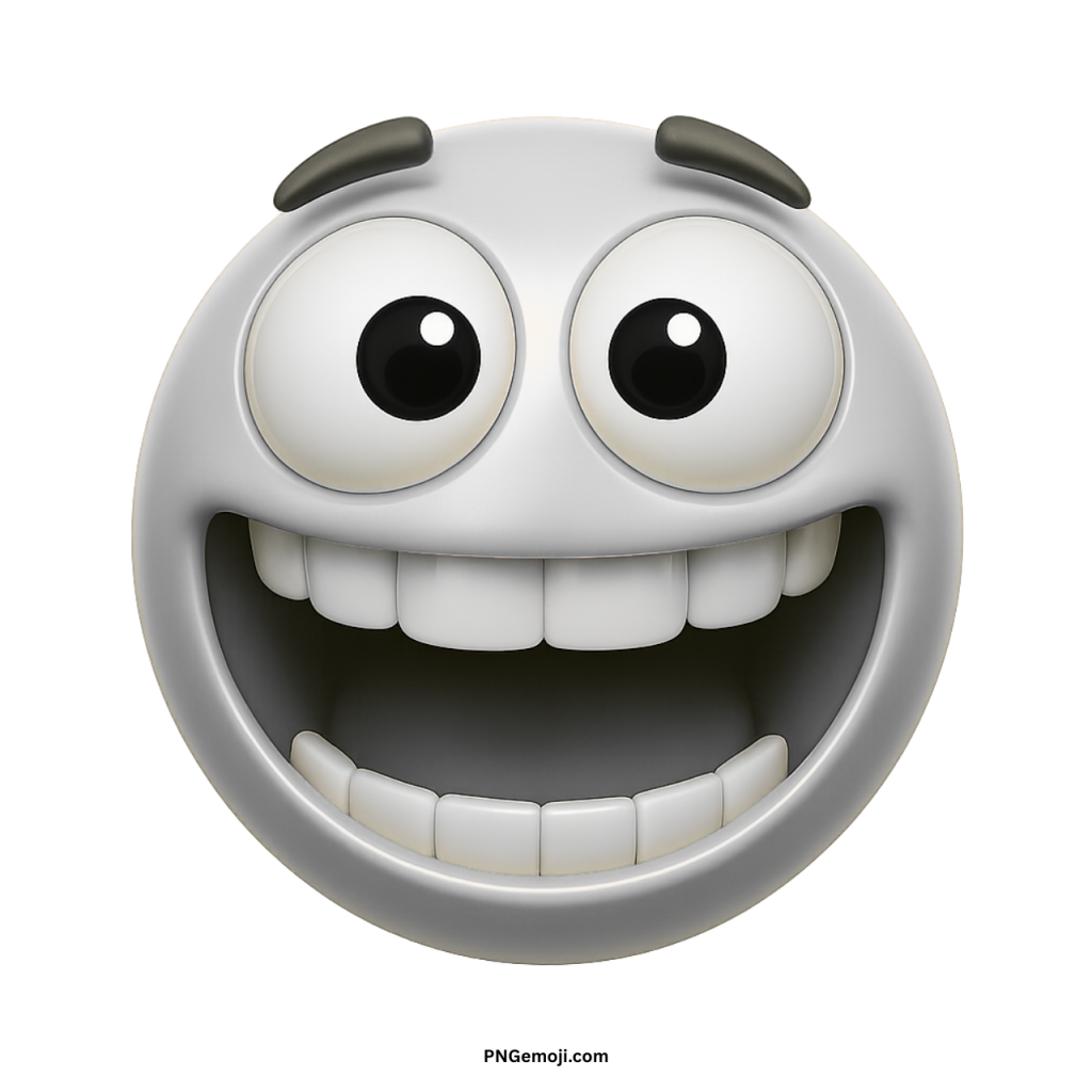 Zany emoji with big eyes and wide smiling face showing silly cartoon expression