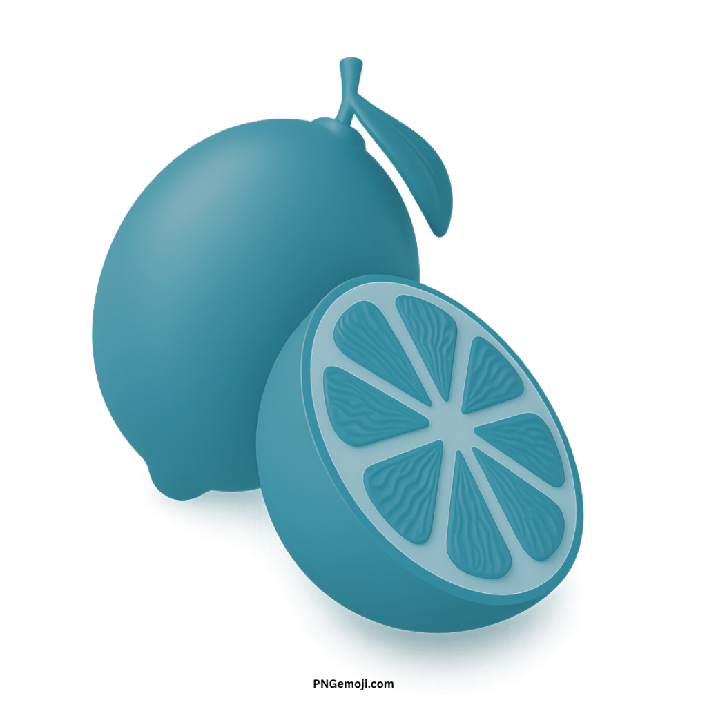 Blue citrus fruit emoji showing whole and sliced wedges, creative symbol for chats and design.