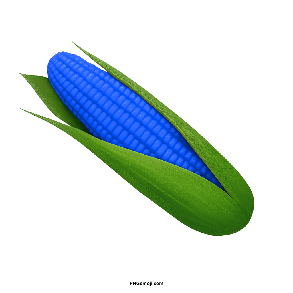 Realistic blue ear of corn with green husk isolated on transparent background