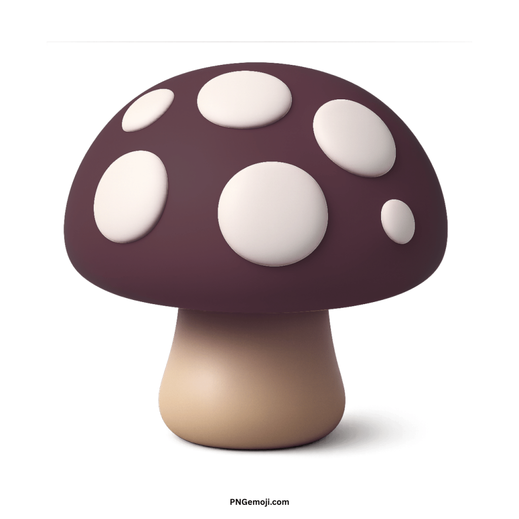 Brown mushroom emoji with white spots cartoon icon for fun digital use