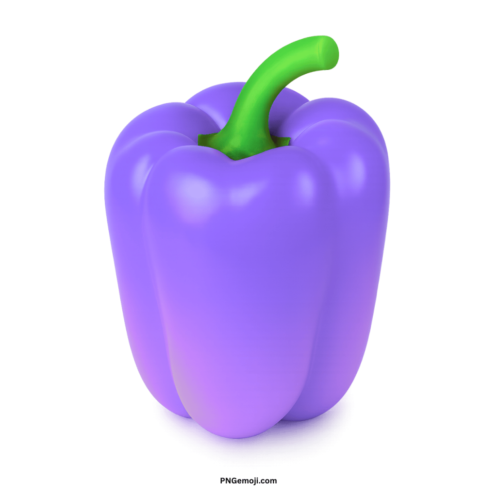 Light purple bell pepper emoji vegetable icon with green stem on transparent background