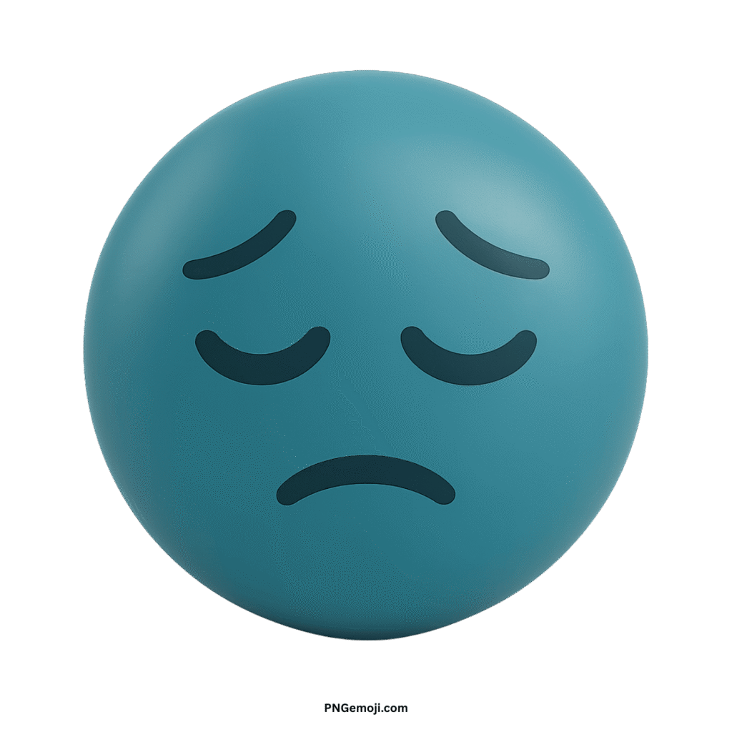  Pensive teal emoji with closed eyes and a downturned mouth, conveying sadness or deep thought.