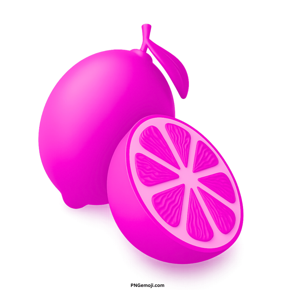 Pink citrus fruit emoji with sliced wedges design used in digital chats and creative icons.