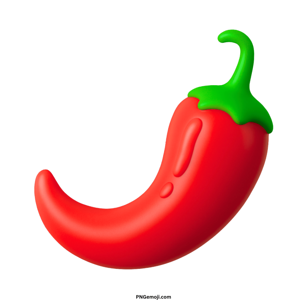 Red hot pepper emoji icon with green stem representing spicy chili vegetable symbol