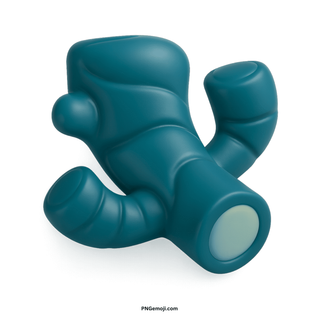 3D rendered smooth teal ginger root emoji with a subtle lighter tip.