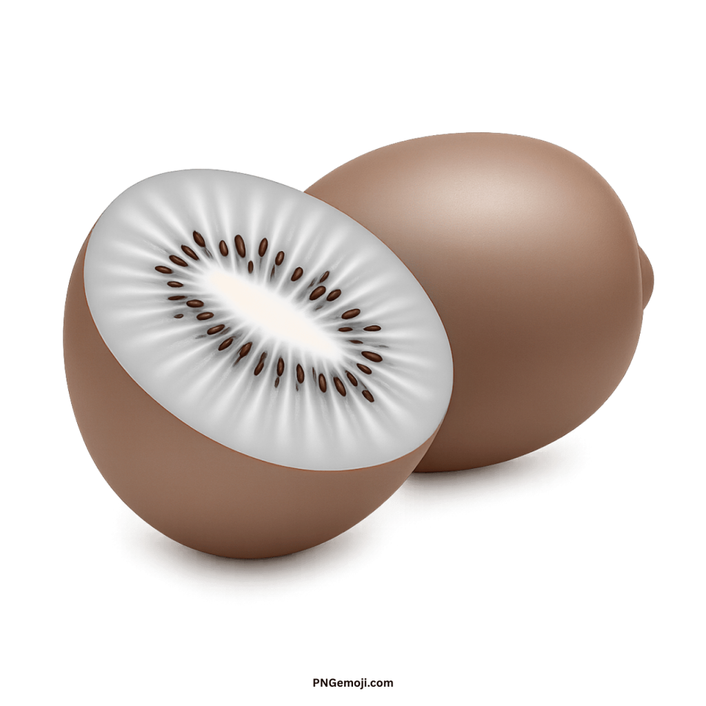White kiwi fruit PNG transparent image showing half cut and whole fruit emoji