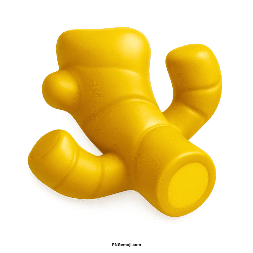 3D rendered bright yellow ginger root emoji with a vibrant, playful finish.