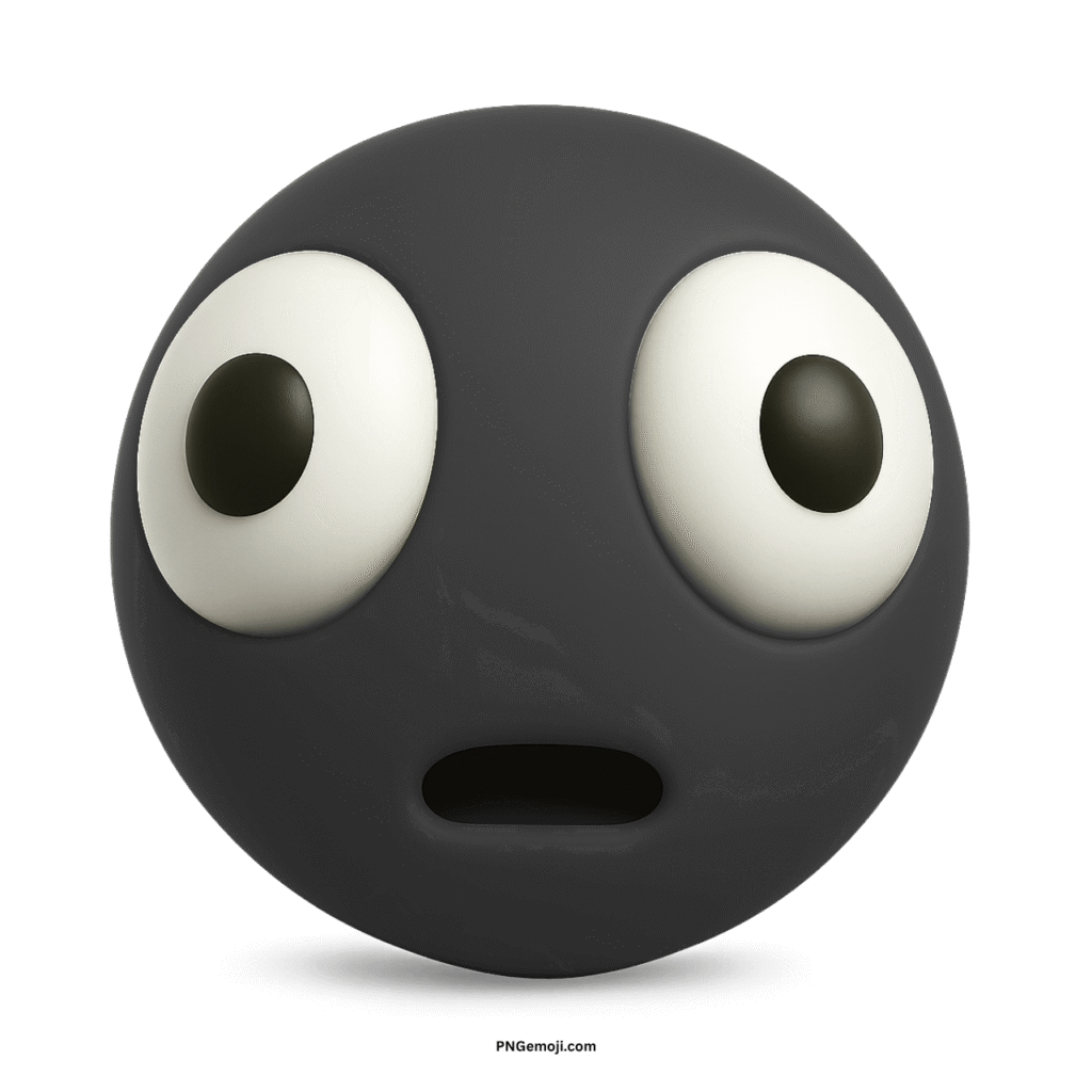  A distorted dark gray face emoji with wide, surprised eyes and an open mouth.
