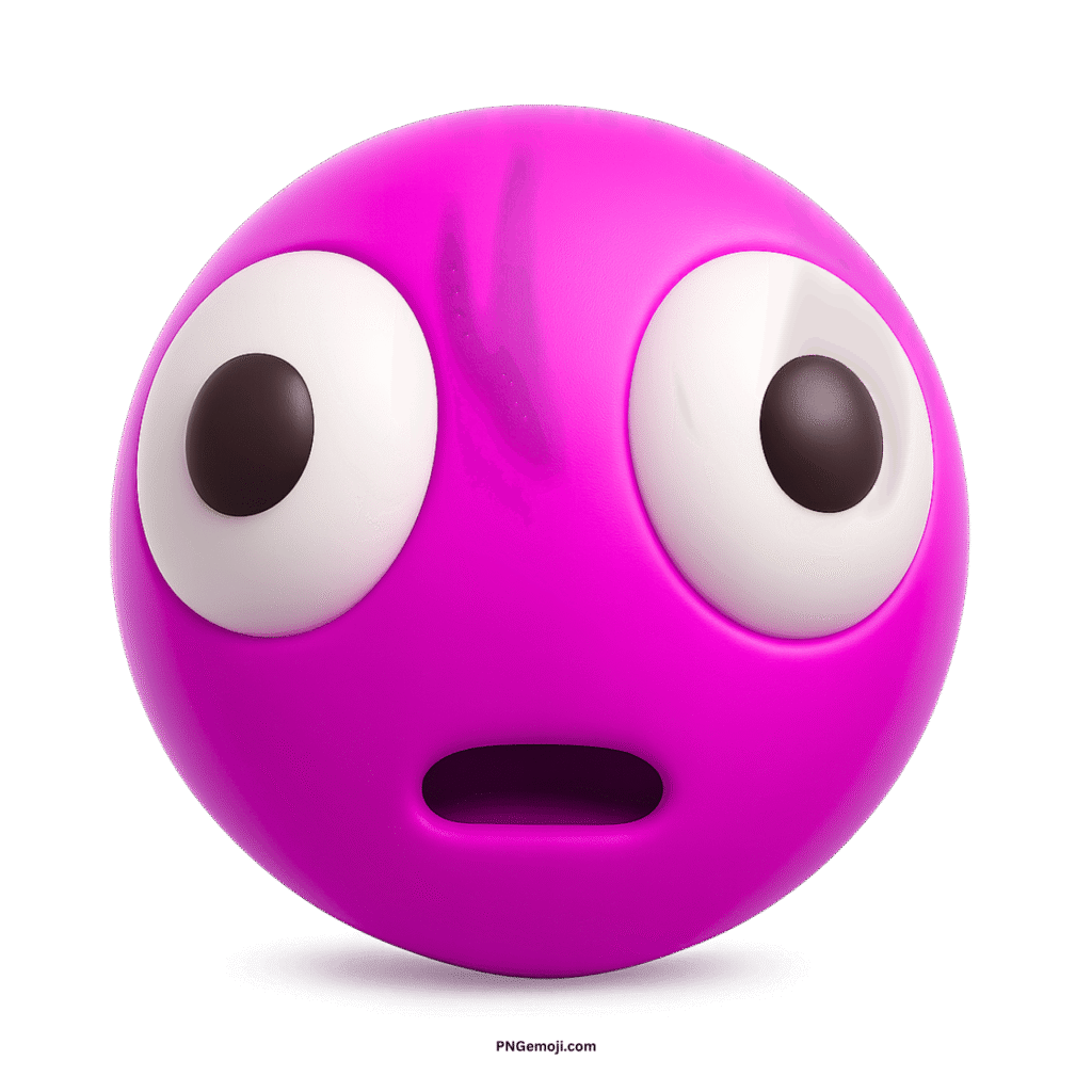 A distorted magenta face emoji with wide, surprised eyes and an open mouth.