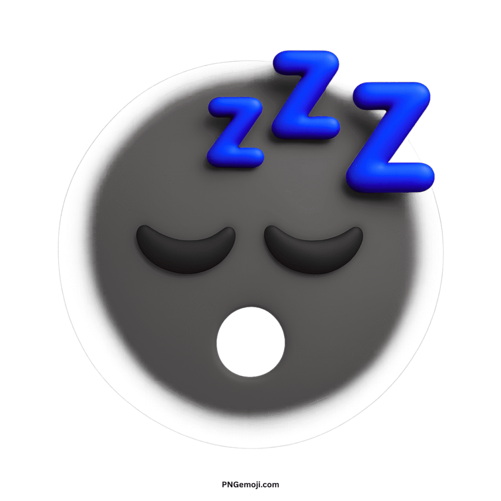 3D rendered grey sleepy face emoji with closed eyes, open mouth, and Zzz symbols.