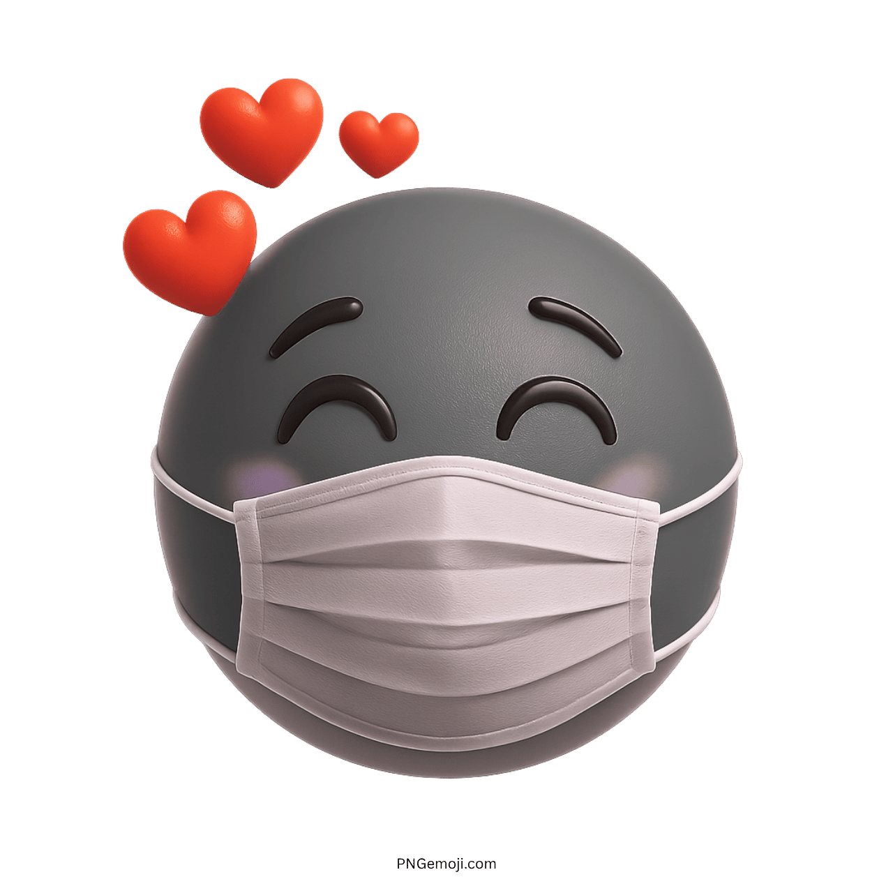 Smiley Face with Hearts Mask Emoji PNG, Transparent Background ...