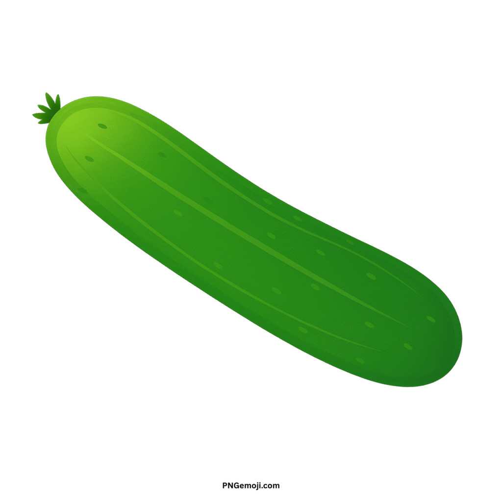 Stylized green cucumber illustration with a textured skin, on a dark green background.
